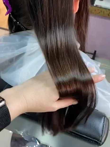 The same hair before coloring: faded and reddish